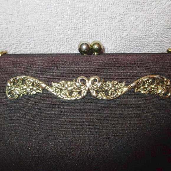 Vintage Baguette Clutch Purse Kisslock Filigree Chain Strap Old Money Regency - Picture 2 of 11